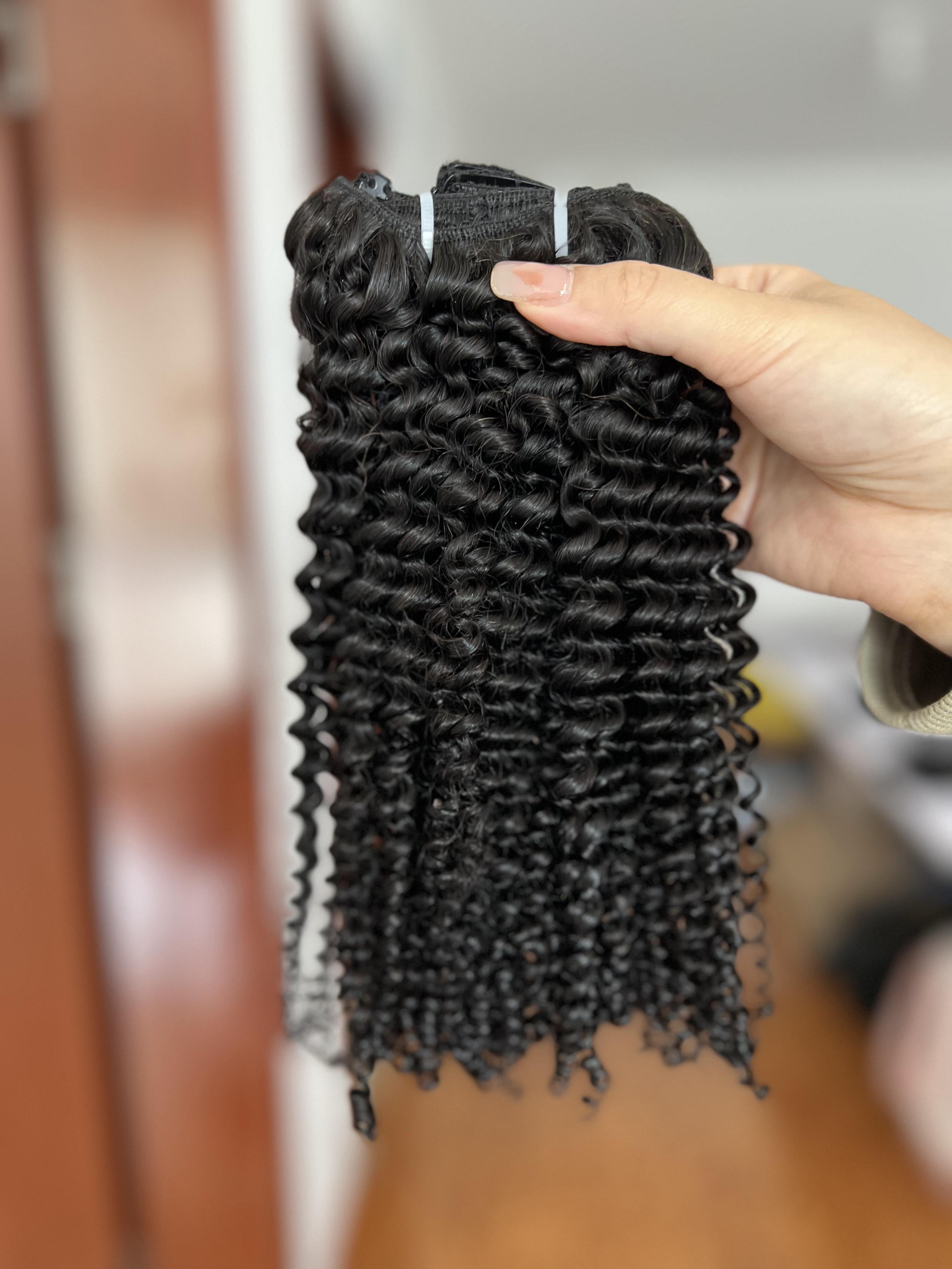 clip-in hair kinky curly – 100% human hair, natural blend, easy install