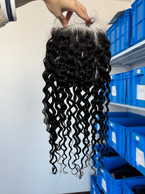 Frontal view of HD Lace Closure Water Wave – Wet & Wavy 100% Human Hair