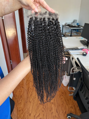 Frontal view of HD Lace Closure 4B – Soft & Tight Afro Curls, 100% Human Hair