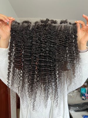 Frontal view of HD Lace Frontal Exotic Kinky Curly – Bold Volume & Texture