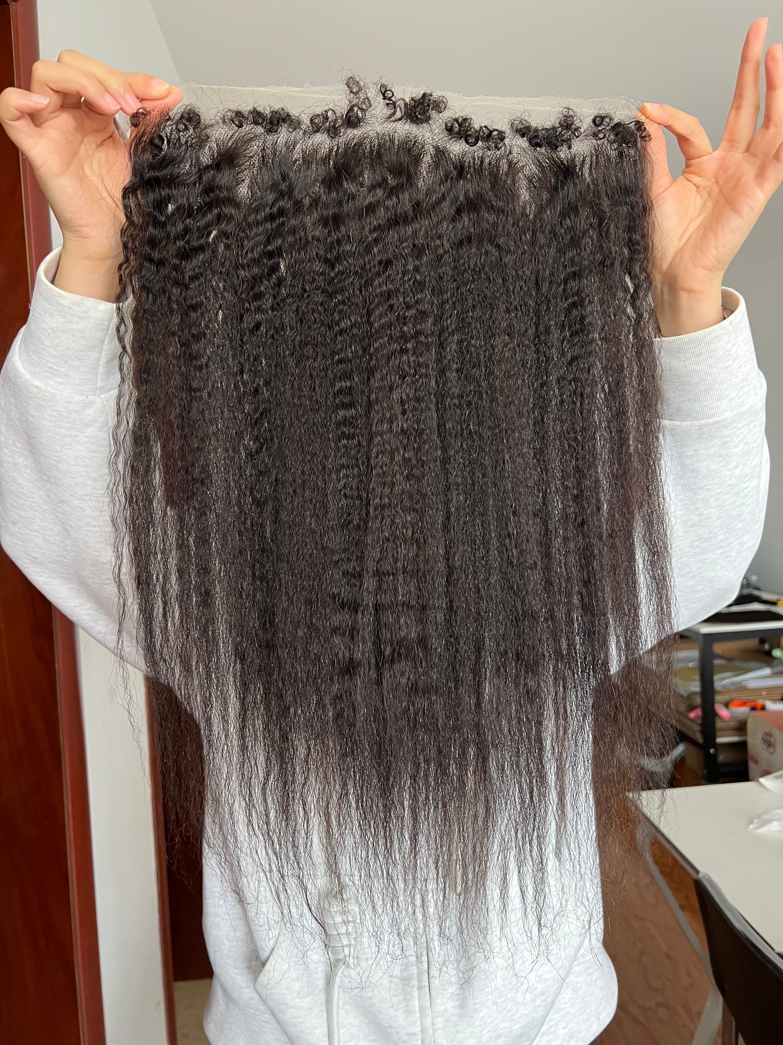 Frontal view of HD Lace Frontal Kinky Straight – Natural Blowout Look