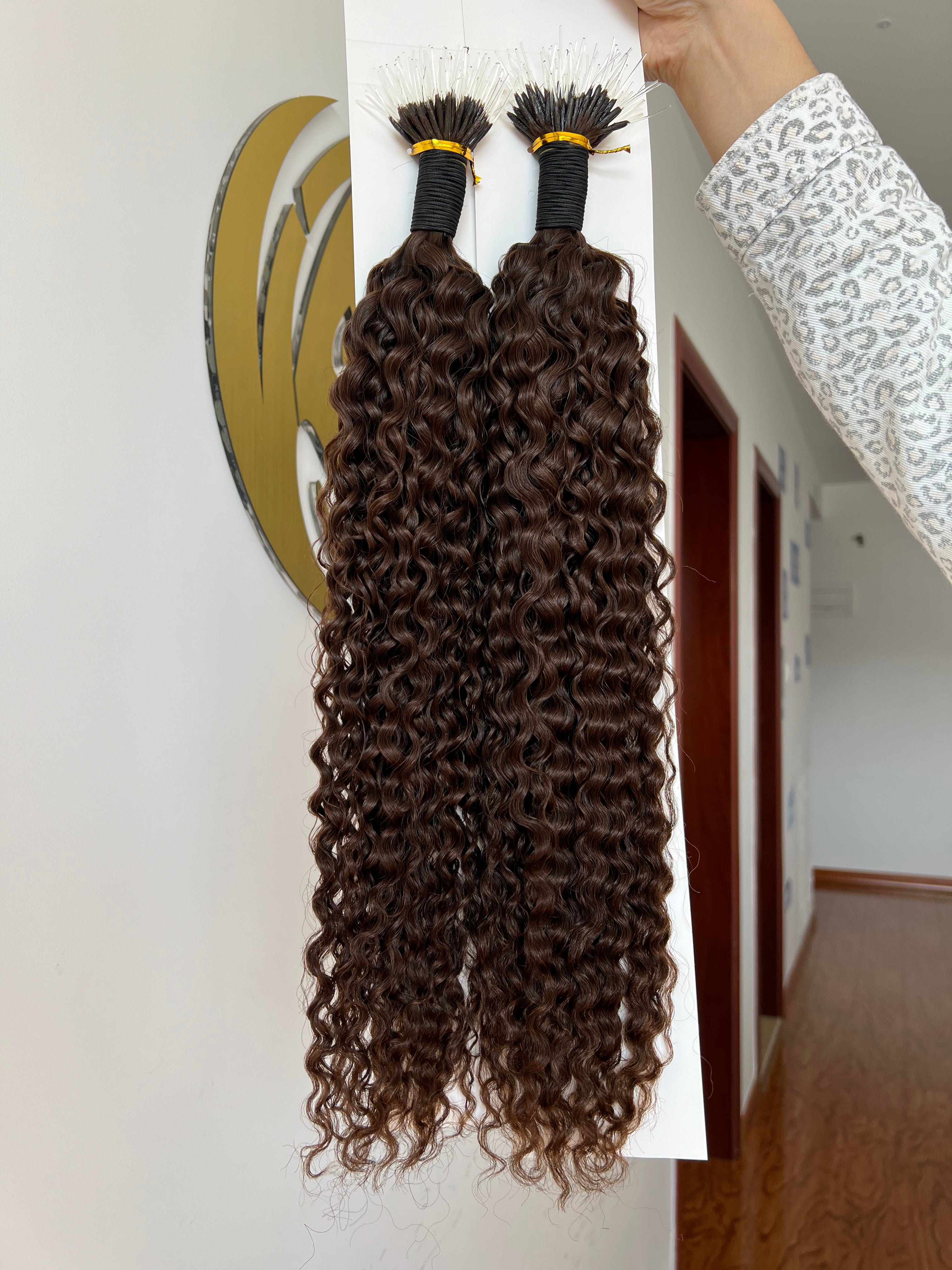 F-Tip Hair Extensions 0.8g/pcs Deep Curly #2A Wholesale Price 100% 13A Virgin Hair