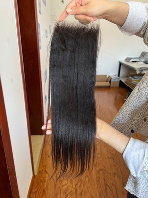 Frontal view of HD Lace Closure Light Yaki – Relaxed Natural Straight Texture