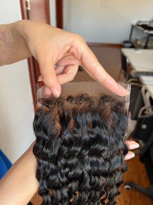 Close-up of HD Lace Closure Deep Curly – Long-lasting Volume & Definition