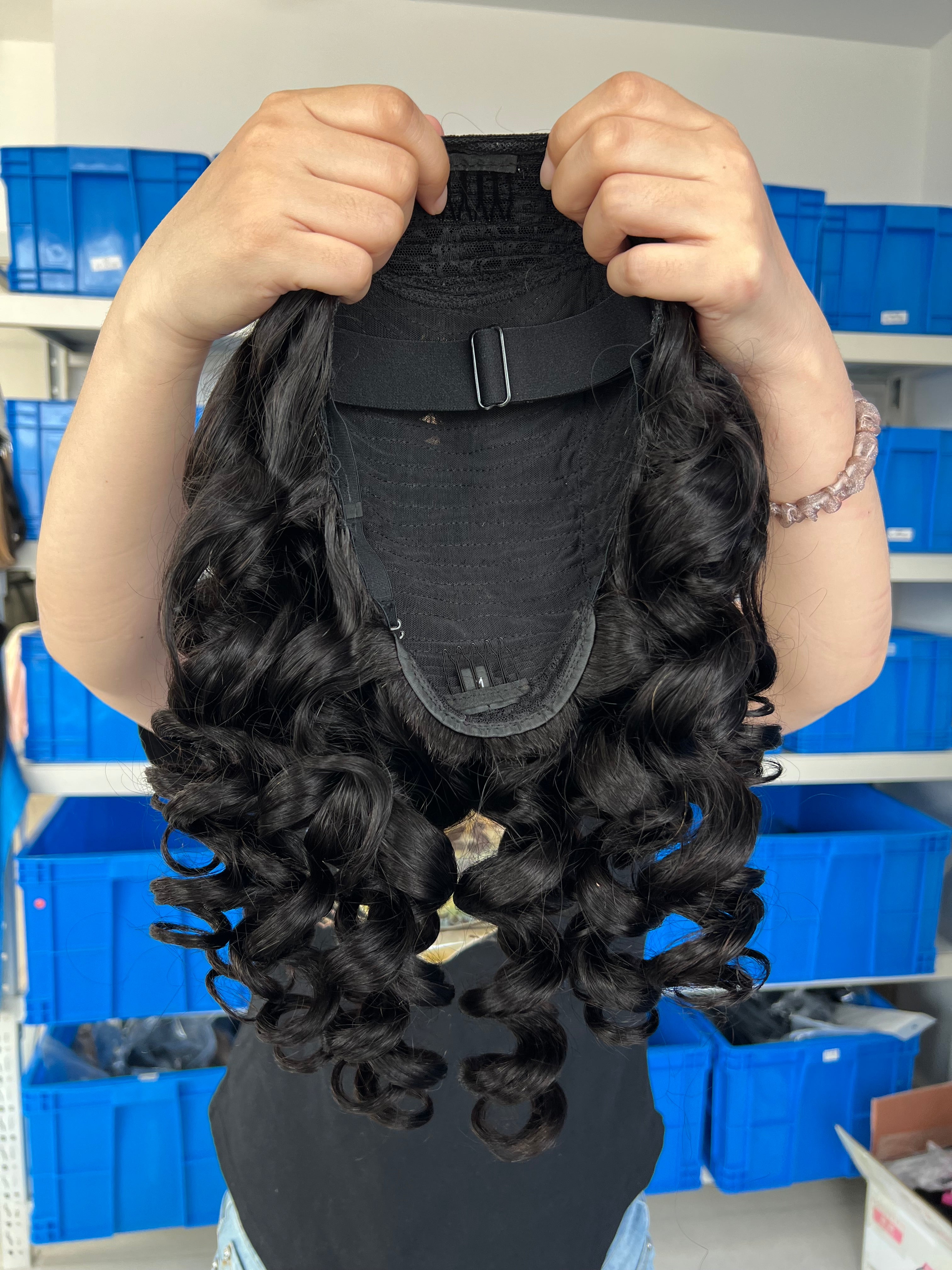 Back view of Flip-over Half Wig Loose Wave – Soft & Bouncy 100% Human Hair, Glueless