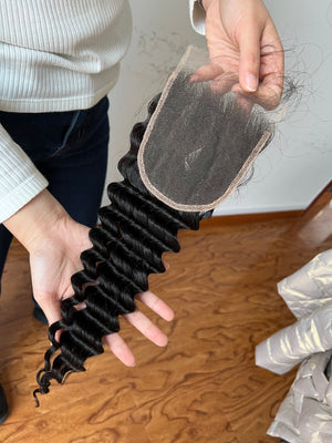 Back view of HD Lace Closure Deep Wave – Full & Defined Curls, Human Hair