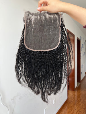 Back view of HD Lace Closure 4C – Kinky Coily Afro Texture, 100% Human Hair