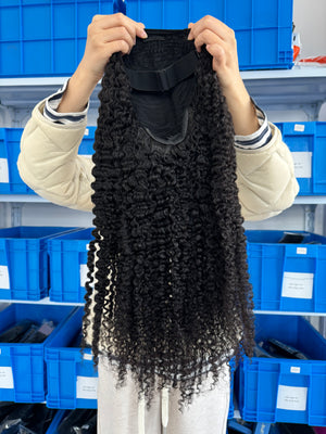 Back view of Flip-over Half Wig Exotic Kinky Curly – Bold Volume & Texture, 100% Human Hair