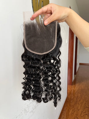 Back view of HD Lace Closure Indian Curly – Luxurious Curls, 100% Human Hair, Invisible Knots