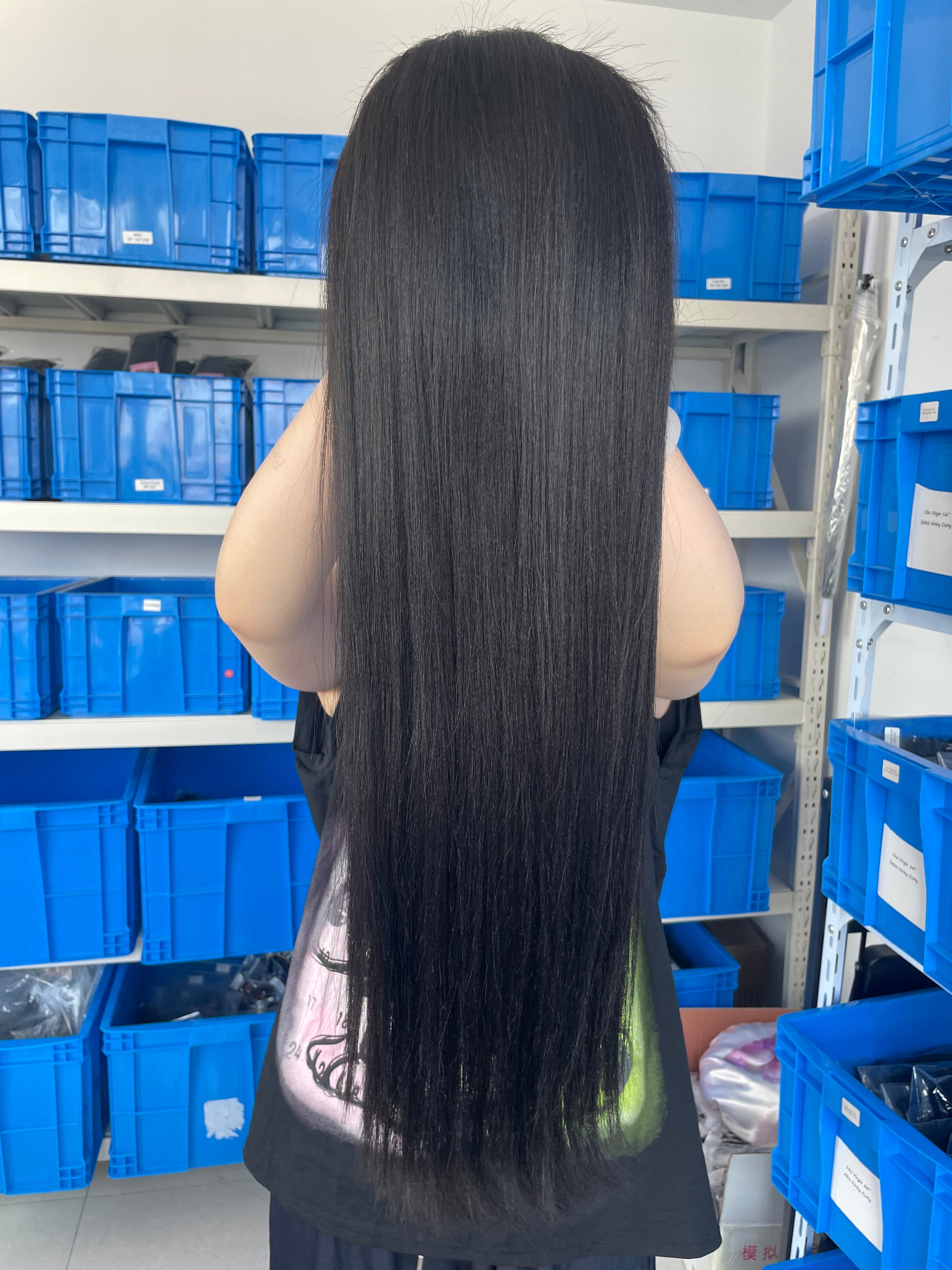 Frontal view of Flip-over Half Wig Light Yaki – Relaxed Natural Texture, 100% Human Hair