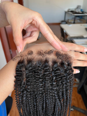 Close-up of HD Lace Closure 4B – Soft & Tight Afro Curls, 100% Human Hair