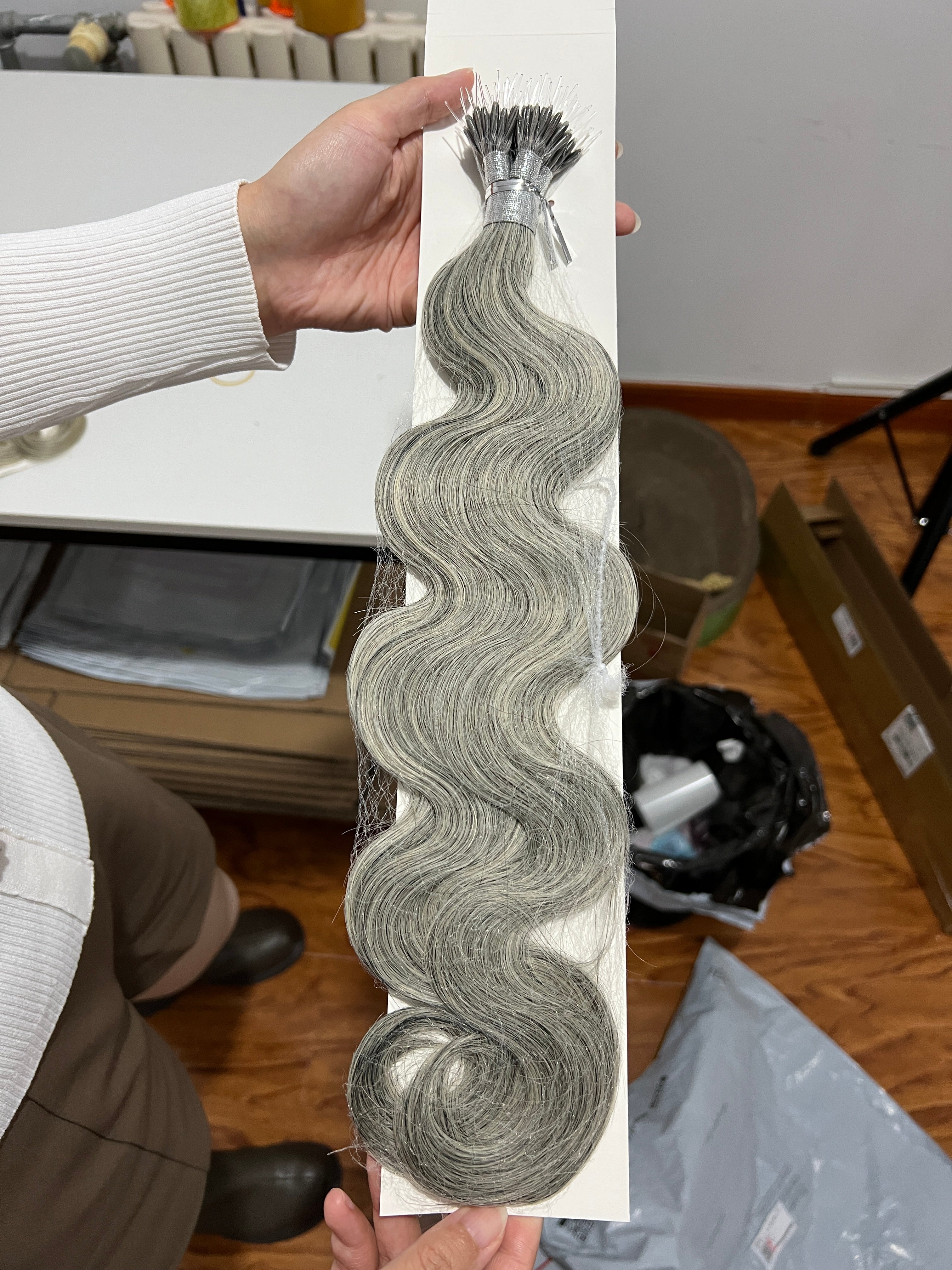 F-Tip Hair Extensions 0.8g/pcs Straight 'Salt & Pepper' Wholesale Price 100% 13A Virgin Hair