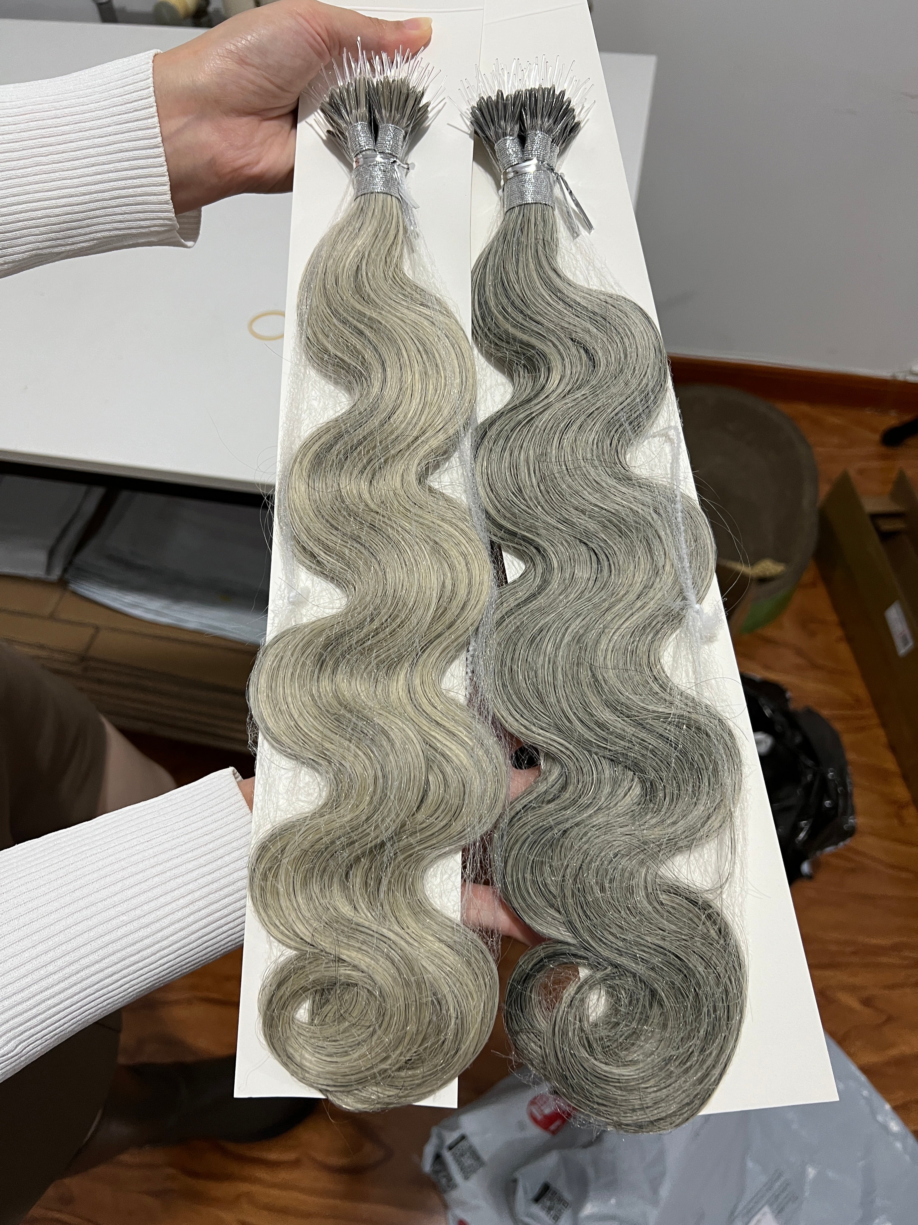 F-Tip Hair Extensions 0.8g/pcs Straight 'Salt & Pepper' Wholesale Price 100% 13A Virgin Hair