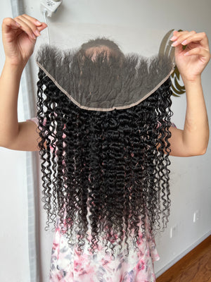 Back view of HD Lace Frontal Burmese Curly – Authentic Burmese Texture