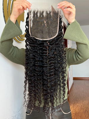 Back view of HD Lace Closure Burmese Curly – Authentic Burmese Texture