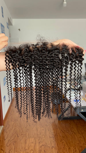 Frontal view of HD Lace Frontal Kinky Curly – Tight & Bouncy Natural Curls