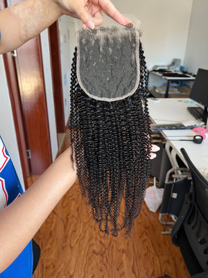 Back view of HD Lace Closure 4B – Soft & Tight Afro Curls, 100% Human Hair