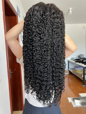 Frontal view of V-part Wig Burmese Curly – Authentic Burmese Texture