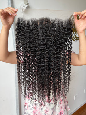 Frontal view of HD Lace Frontal Burmese Curly – Authentic Burmese Texture