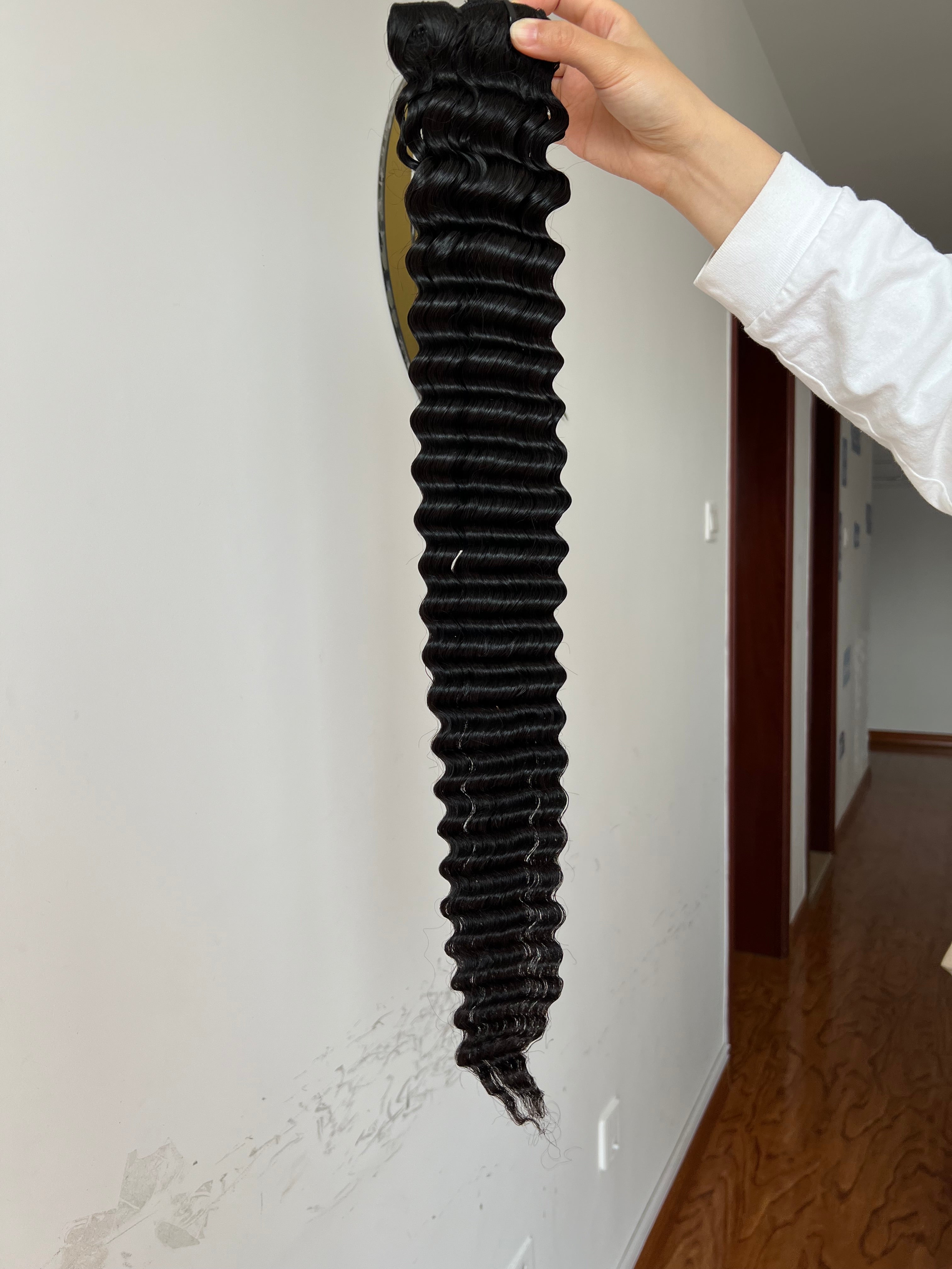 clip-in hair deep wave – 100% human hair, natural blend, easy install