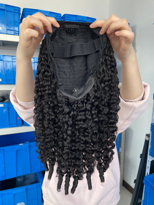 Back view of Flip-over Half Wig Pixie Curly – Short & Chic, 100% Human Hair, Easy Styling