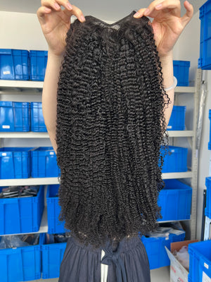 Frontal view of V-part Wig Afro Kinky Curly – Big Natural Afro Style