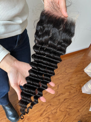 Frontal view of HD Lace Closure Deep Wave – Full & Defined Curls, Human Hair