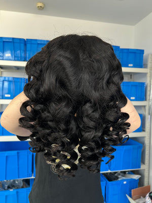 Frontal view of Flip-over Half Wig Loose Wave – Soft & Bouncy 100% Human Hair, Glueless