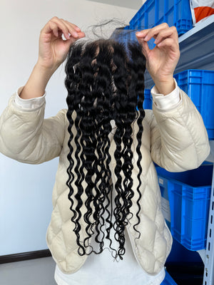 Frontal view of HD Lace Closure Water Wave – Wet & Wavy 100% Human Hair