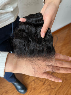 Close-up of HD Lace Closure Deep Wave – Full & Defined Curls, Human Hair