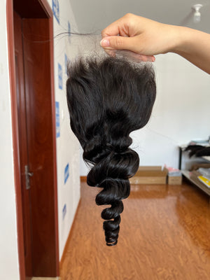 Frontal view of HD Lace Closure Loose Wave – Soft & Bouncy 100% Human Hair