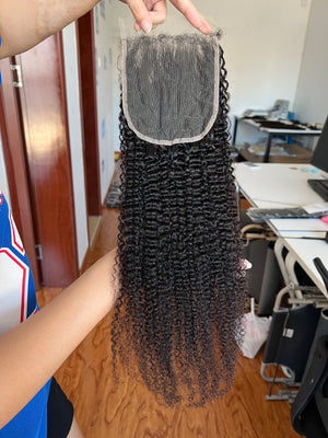 Back view of HD Lace Closure 4A – Defined Coily Curls, 100% Human Hair, Invisible Knots