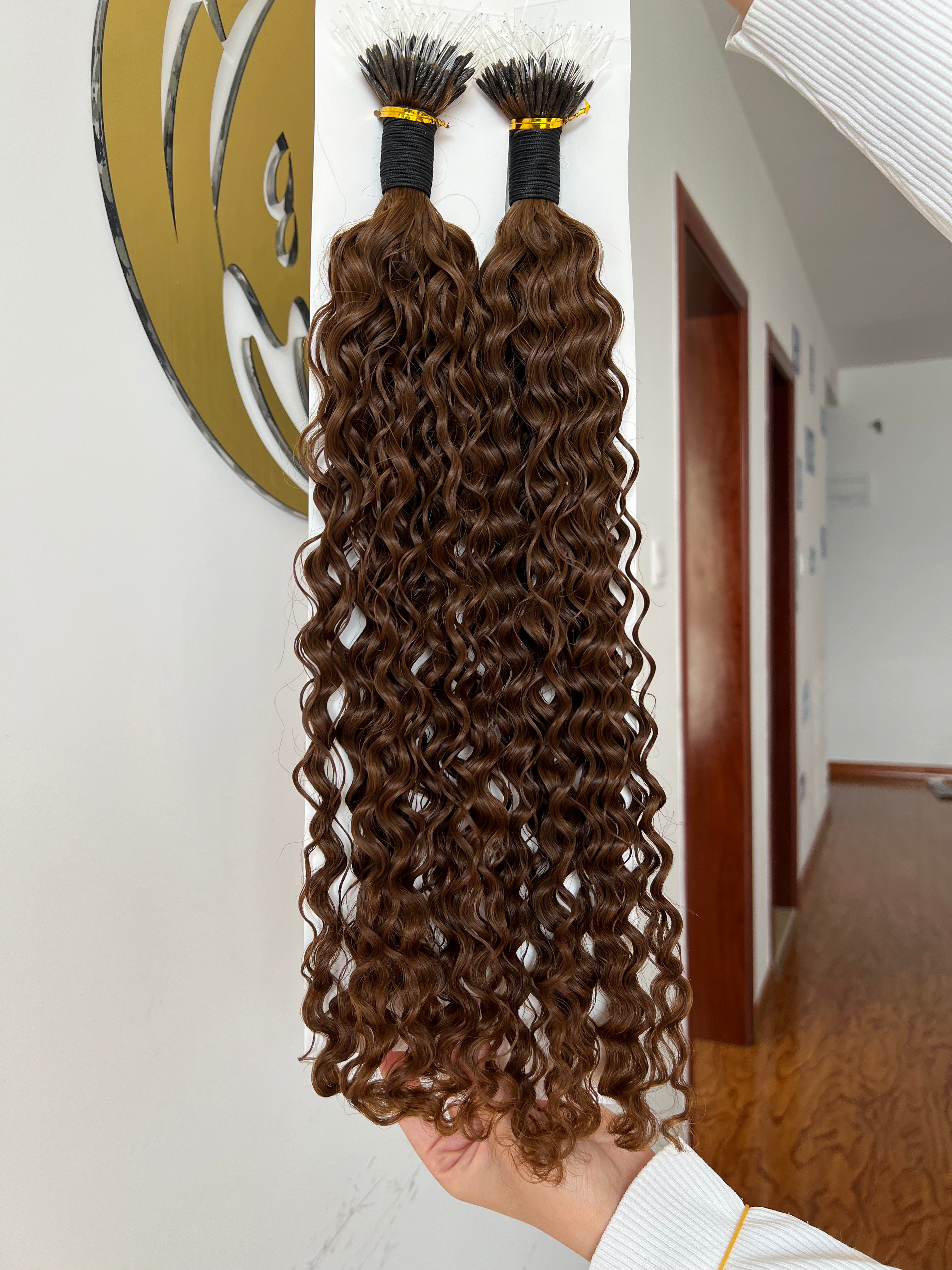 F-Tip Hair Extensions 0.8g/pcs Deep Curly #2 Wholesale Price 100% 13A Virgin Hair