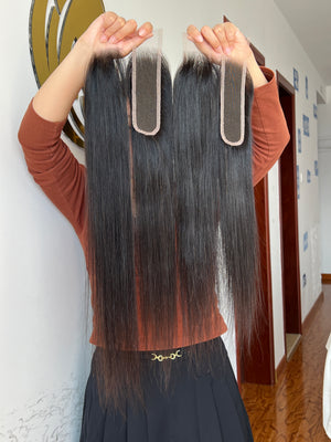 Frontal and back view of HD lace closure wholesale price 20% off Black Friday Specials