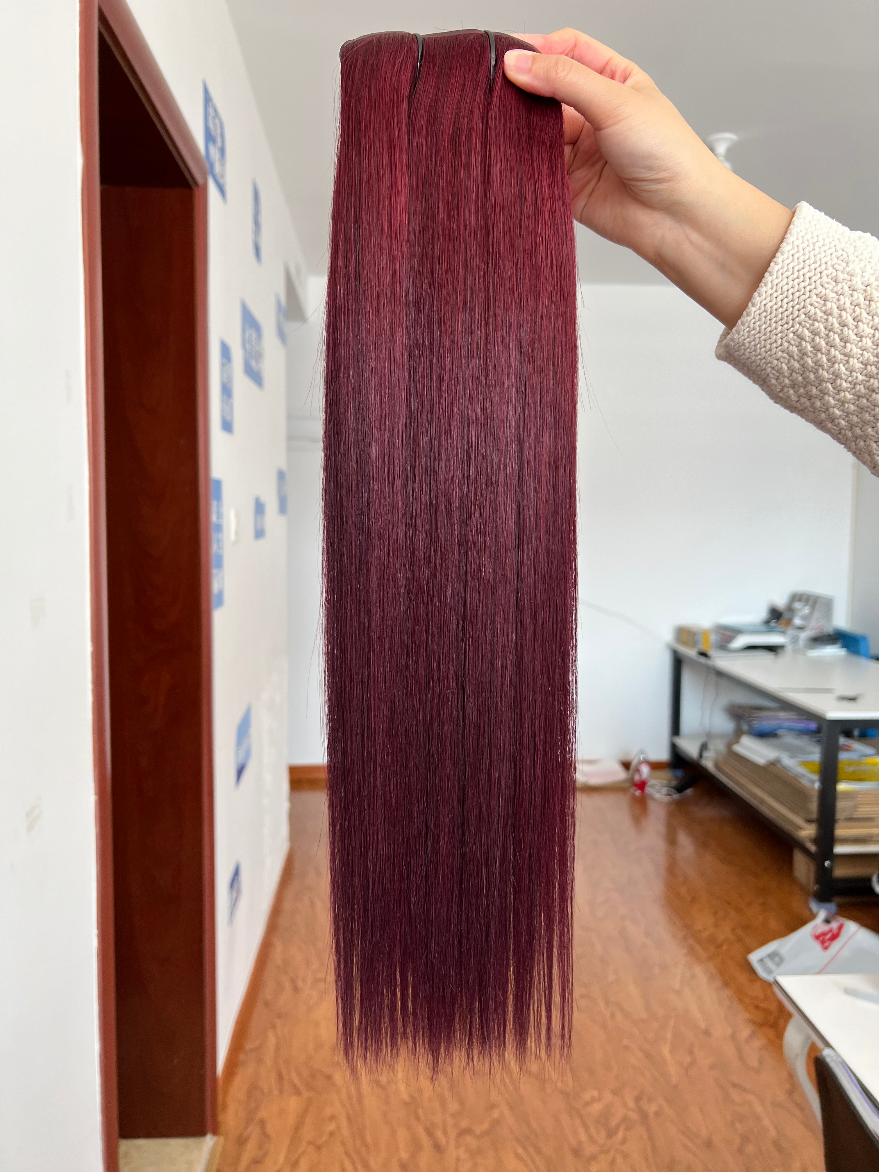 13A Virgin Hair Seamless Clip-ins Straight Double Drawn #99J