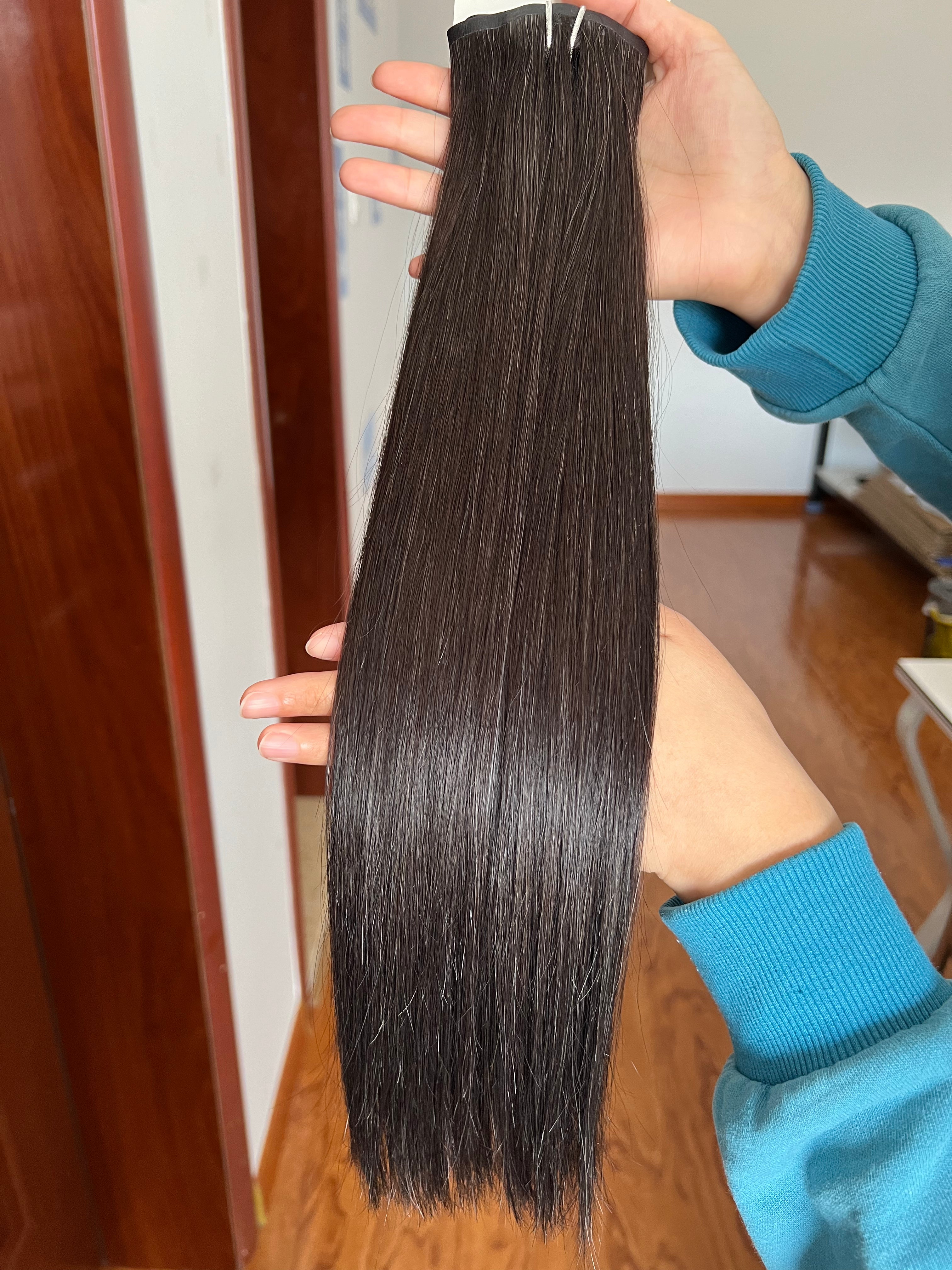 13A Virgin Hair Seamless Clip-ins Straight Double Drawn #M1A/SILVER