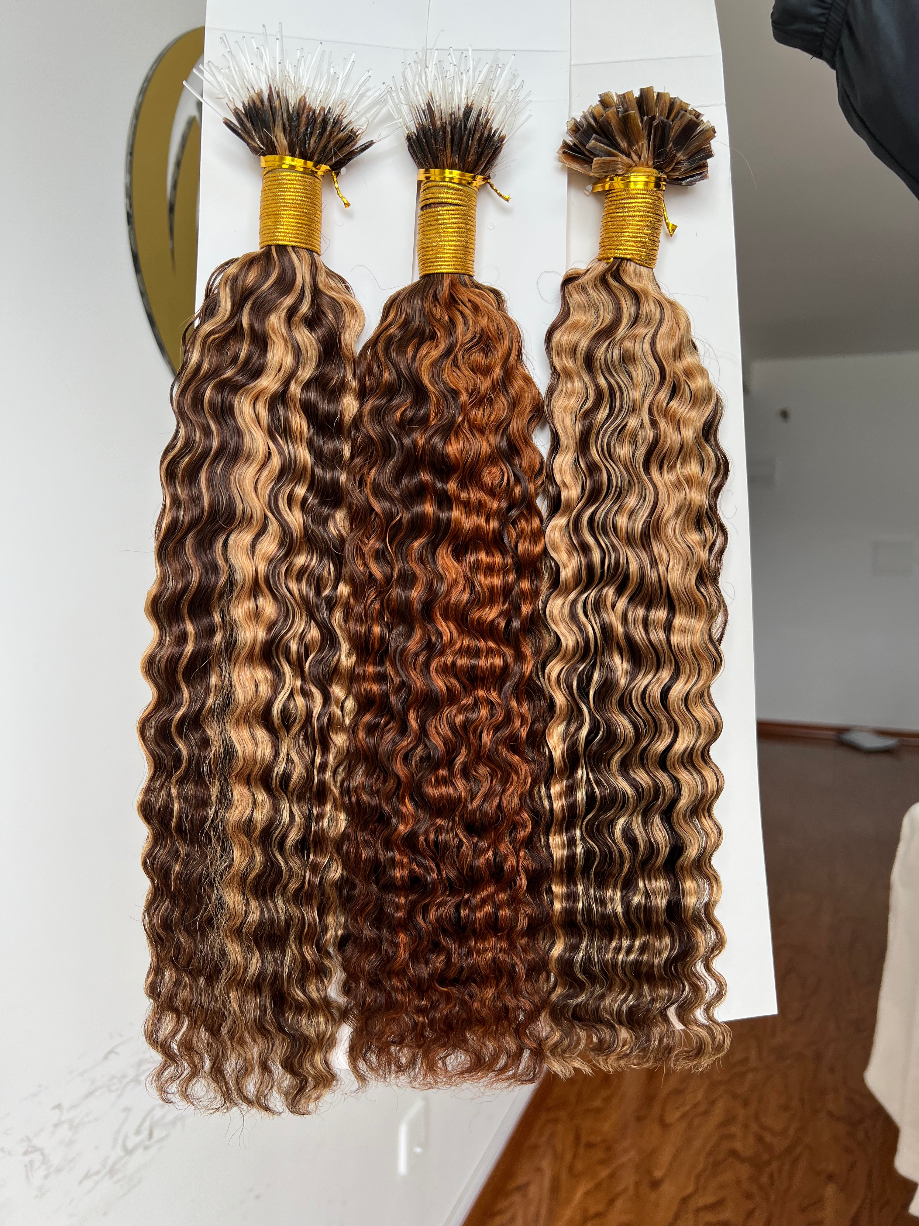 F-Tip Hair Extensions 0.8g/pcs Burmese Curl Highlight Color Wholesale Price 100% 13A Virgin Hair