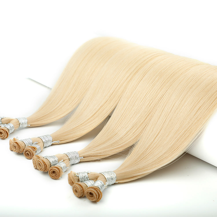 Private Label Remy Hand Tied Weft Hair Extension, Rooted Double Drawn Hand Tied Wefts, Invisible Russian Hair Hand-Tied Wefts