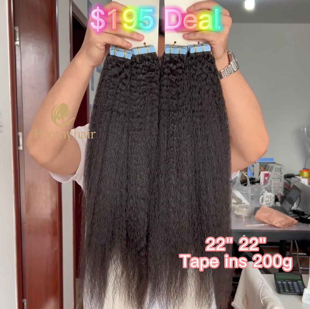Tape in Extensions $195 Super Deal 200 gram 22" 22" Kinky Straight