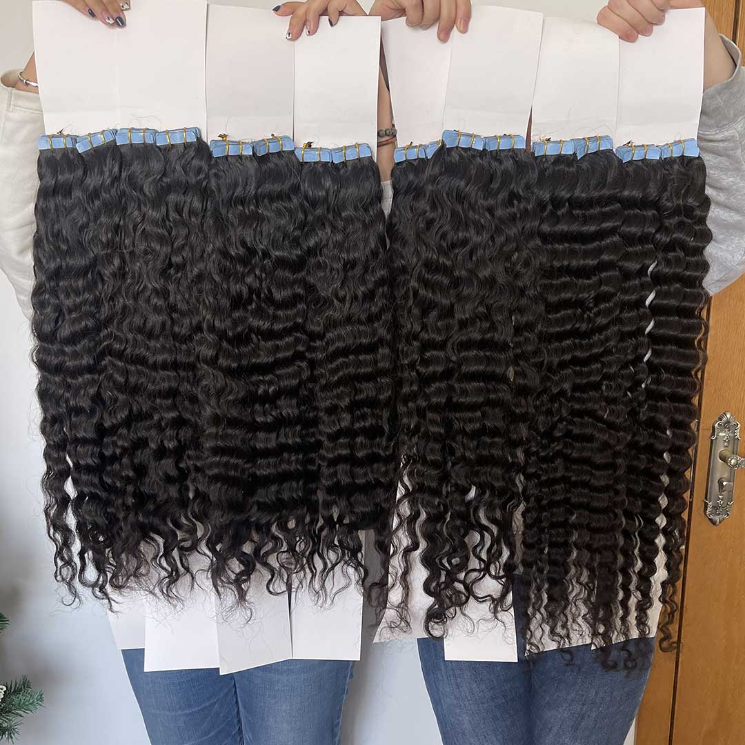 Tape in Extensions Deep Curly Wholesale Price 100% Human Virgin Hair