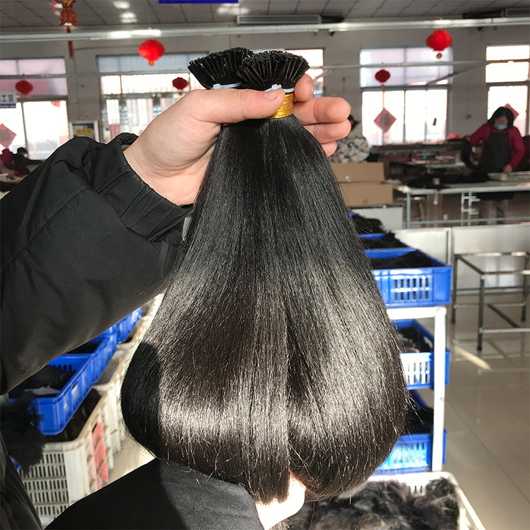 Virgin Light Yaki I-Tip Hair Extensions Wholesale Price
