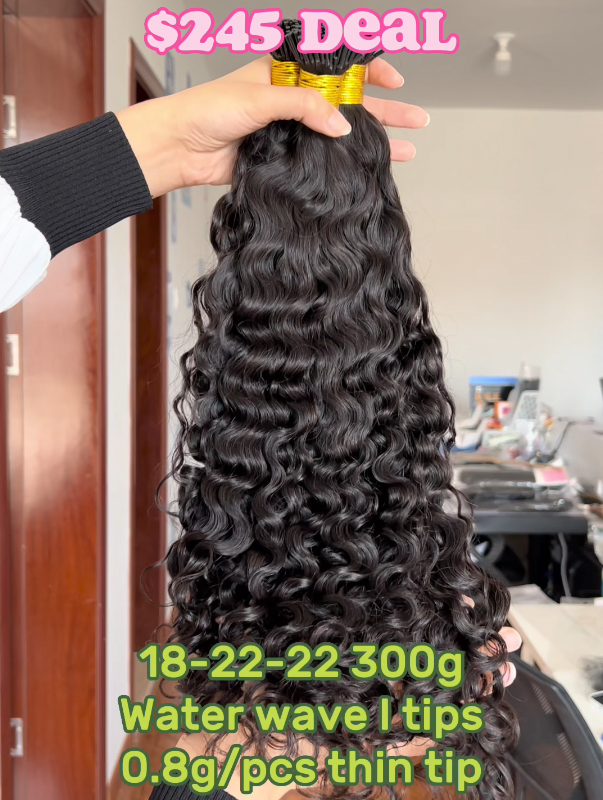 Micro Link Thin Tip Hair Extensions 0.8g/pcs Water Wave Super Deal 18" 22" 22“ 300g