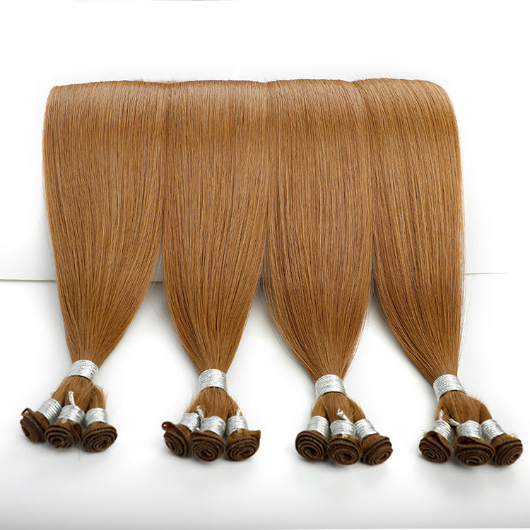 Private Label Remy Hand Tied Weft Hair Extension, Rooted Double Drawn Hand Tied Wefts, Invisible Russian Hair Hand-Tied Wefts