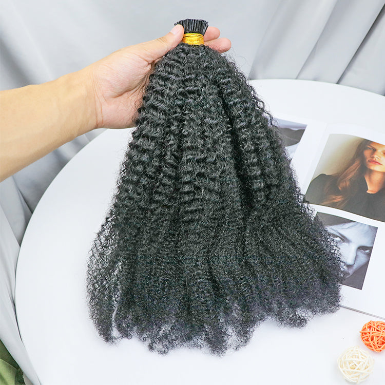 Virgin Afro Curly 4C I-Tip Hair Extensions Wholesale Price