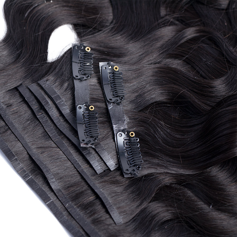 13A Virgin Hair Seamless Clip-ins Natural Wave Double Drawn
