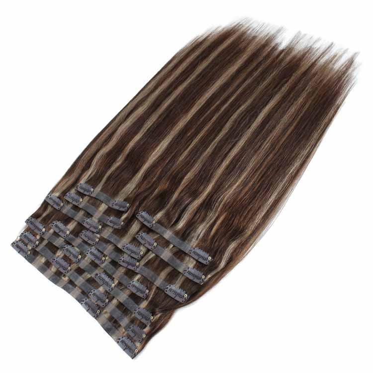 13A Virgin Hair Seamless Clip-ins Straight Double Drawn Piano Color