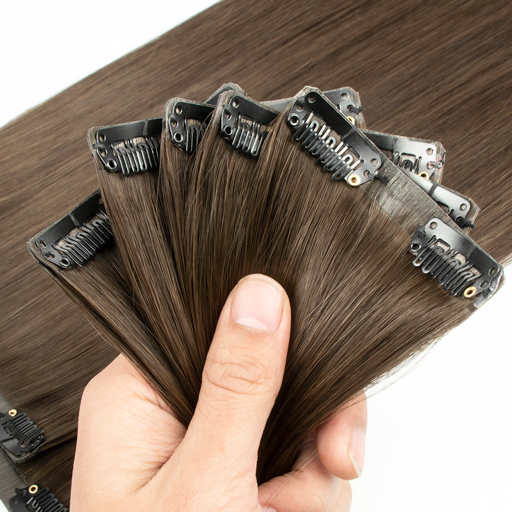 13A Virgin Hair Seamless Clip-ins Straight Double Drawn 2#