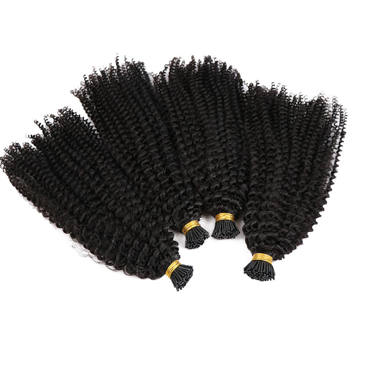 Virgin Kinky Curly I-Tip Hair Extensions Wholesale Price