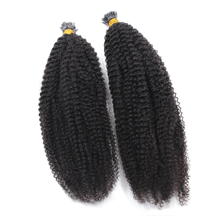 Virgin Afro Kinky Curly I-Tip Hair Extensions Wholesale Price