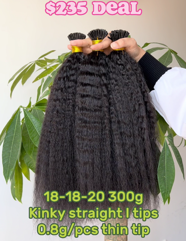 Micro Link Thin Tip Hair Extensions 0.8g/pcs Kinky Straight Super Deal 18" 18" 20" 300g